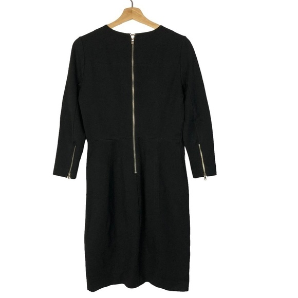 J. Crew Black Long Sleeve Exposed Zipper Sheath Dress 4 - Picture 2 of 5
